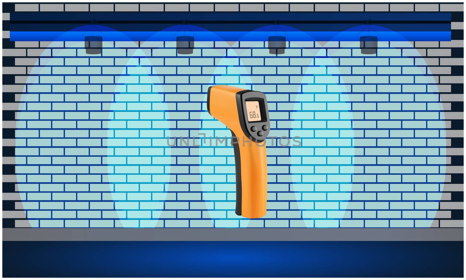 mock up illustration of infrared thermometer on abstract backgrounds