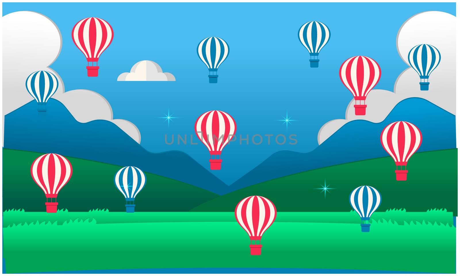 hot air balloon are flying in the garden by aanavcreationsplus