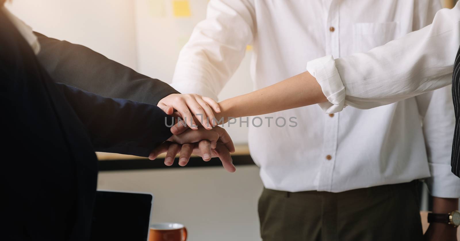 Teamwork Join Hands Support Together Business Teamwork Concept by nateemee