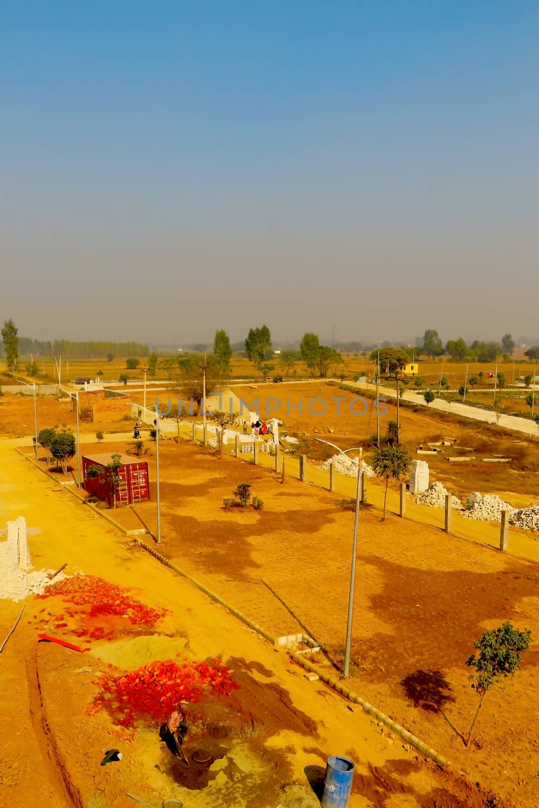 jaipur, Rajasthan, India,- june 2020 : Drone view of an new modern agriculture lands in jaipur