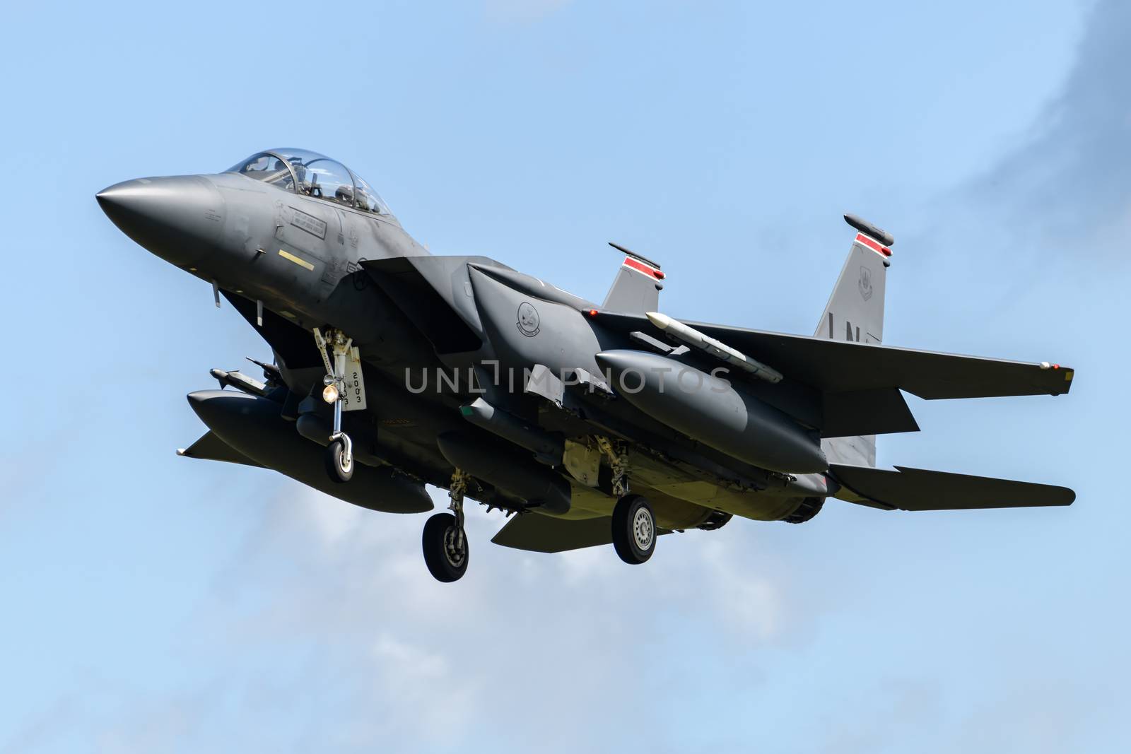 F-15 Eagle Jet on final approach to land at RAF Lakenheath