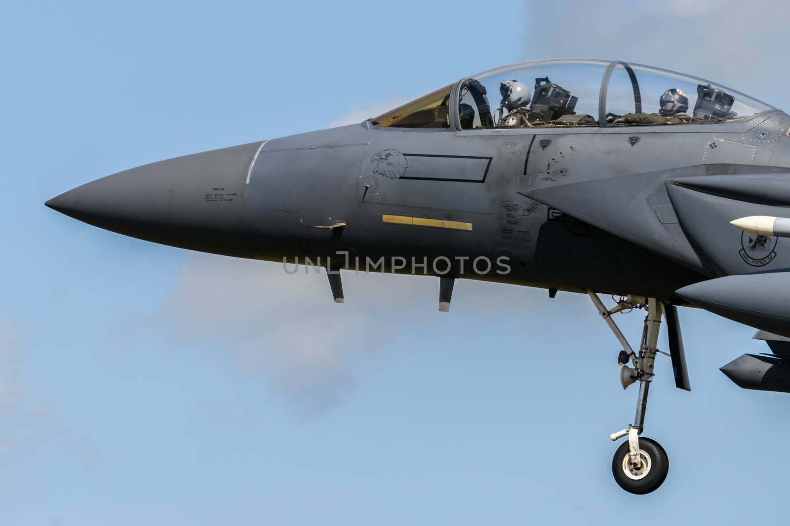 F-15 Eagle Jet on final approach to land at RAF Lakenheath