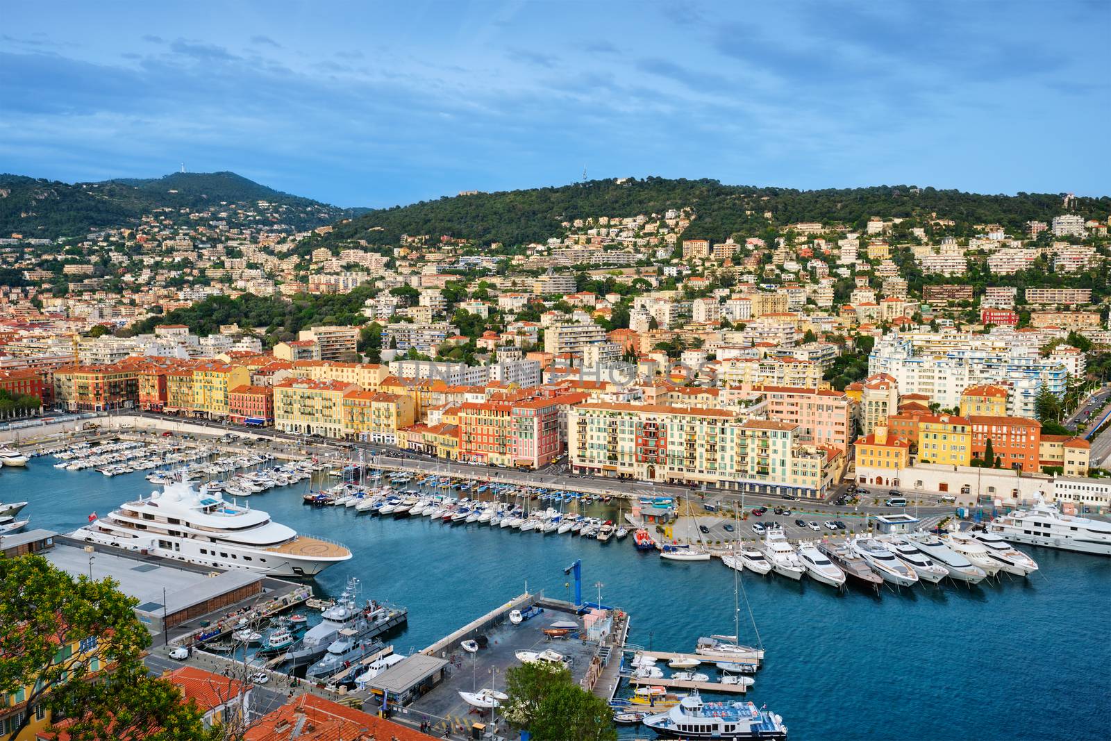 View of Old Port of Nice with yachts, France by dimol