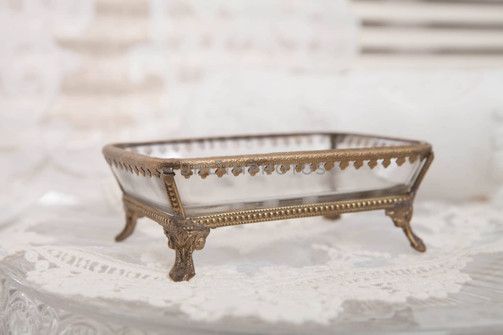 Glass tray on the dressing table