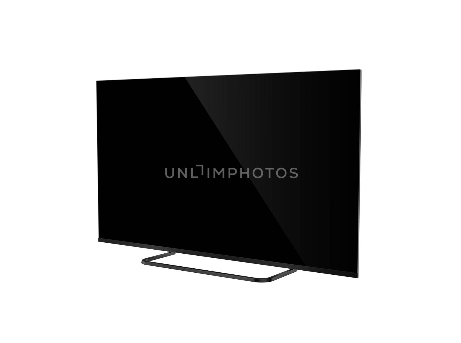 LCD TV with black screen isolated on white background