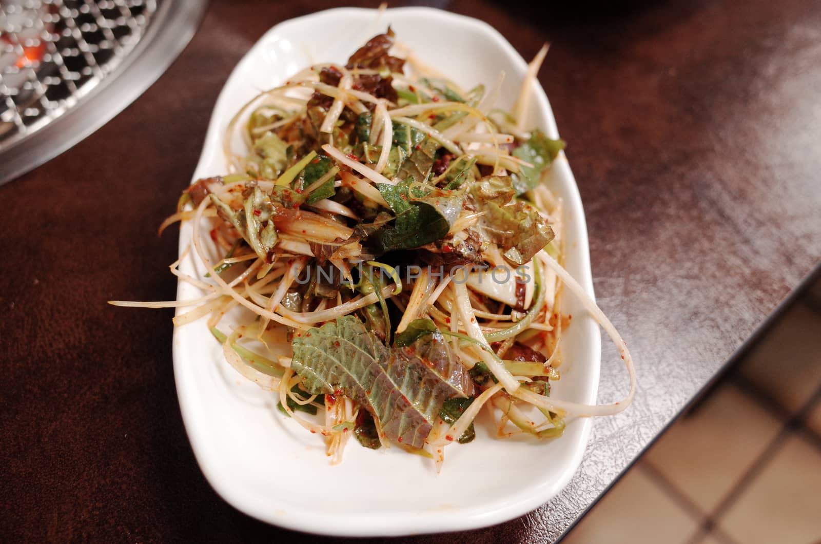 Pickled vegetables on white plate