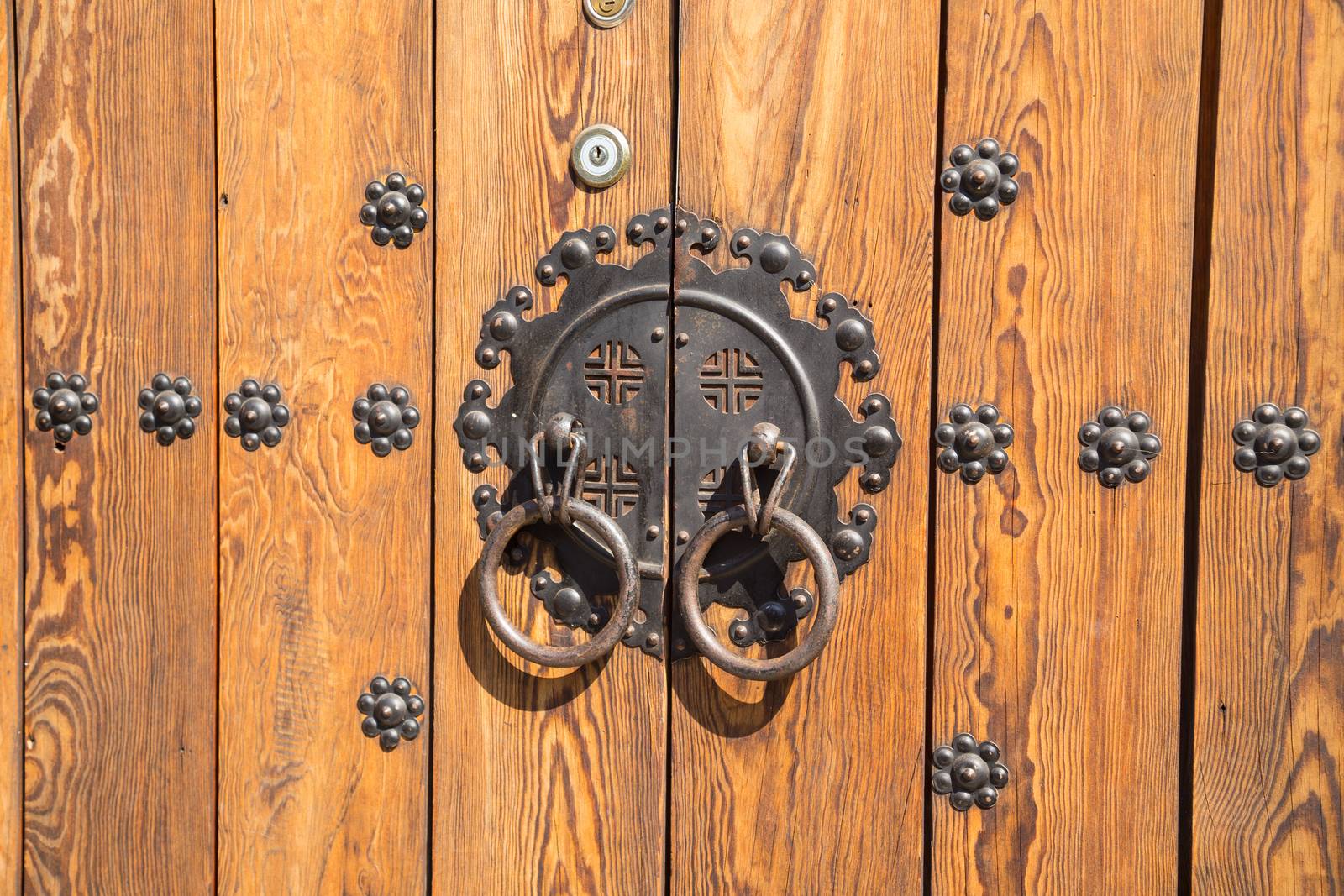 Close up of a door in Bukchon village in Seoul. South Korea