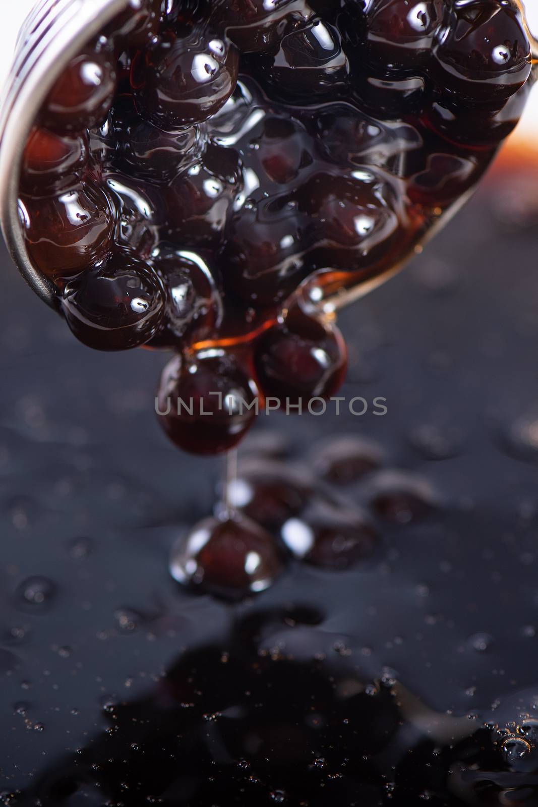 Cooking, boiling brown sugar flavor tapioca pearl balls, ingredi by ROMIXIMAGE