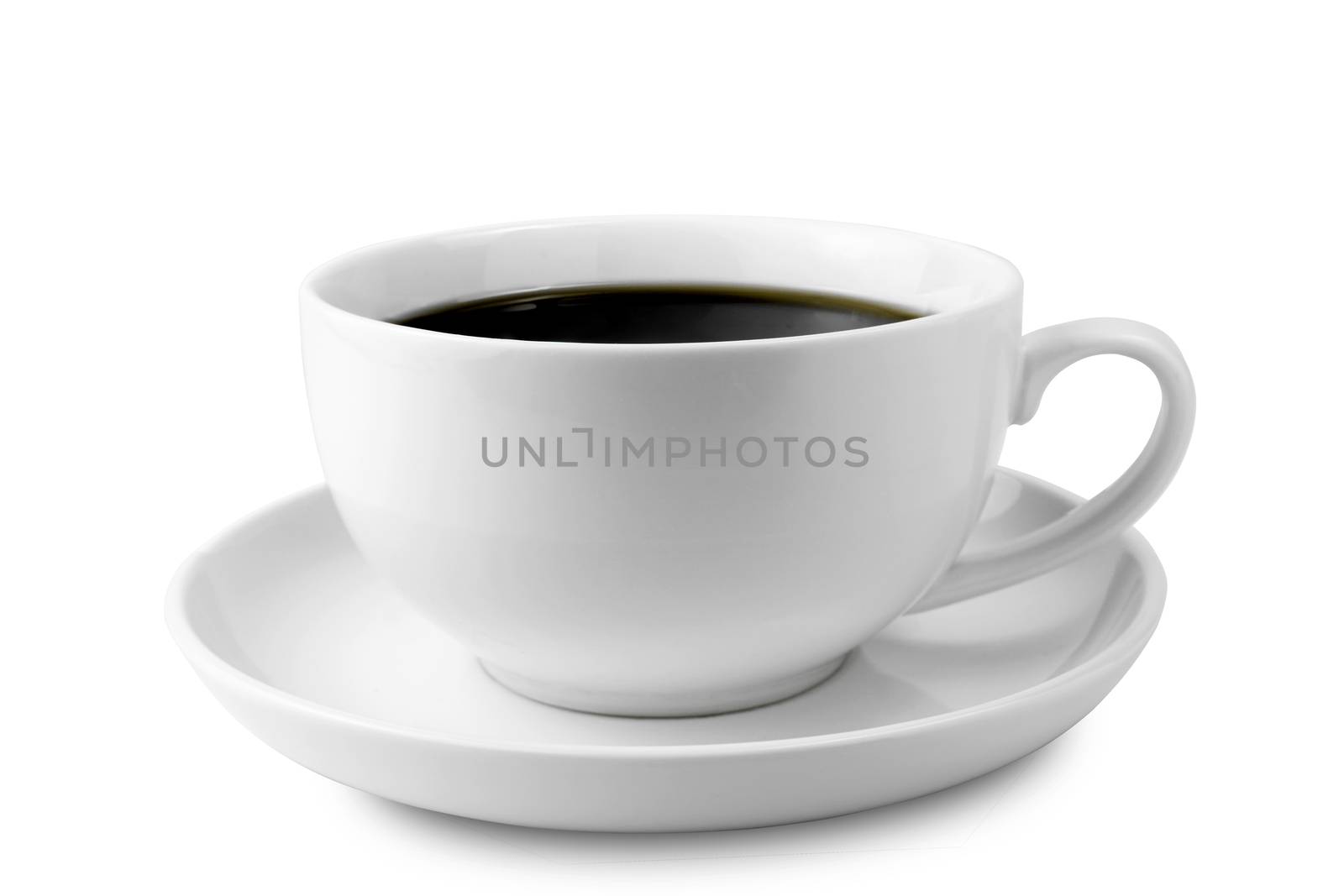 White cup of black coffee isolated on white background by Muangngam
