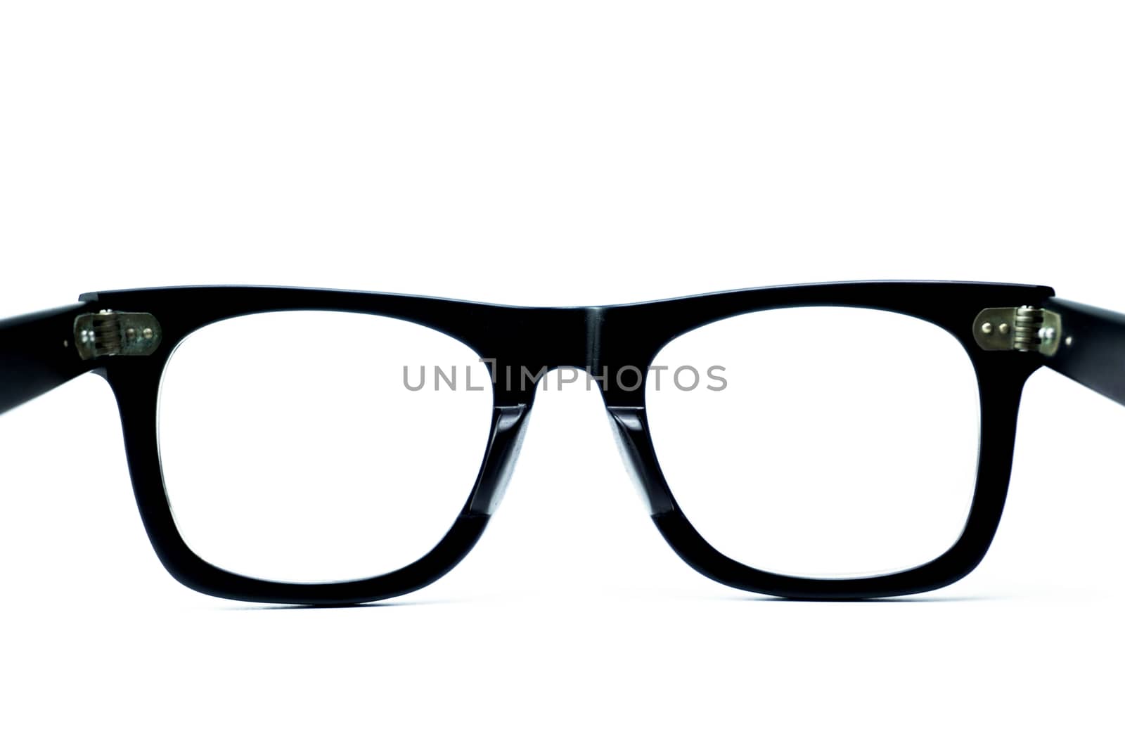 Black glasses , View from the back of the lens on white background by Muangngam