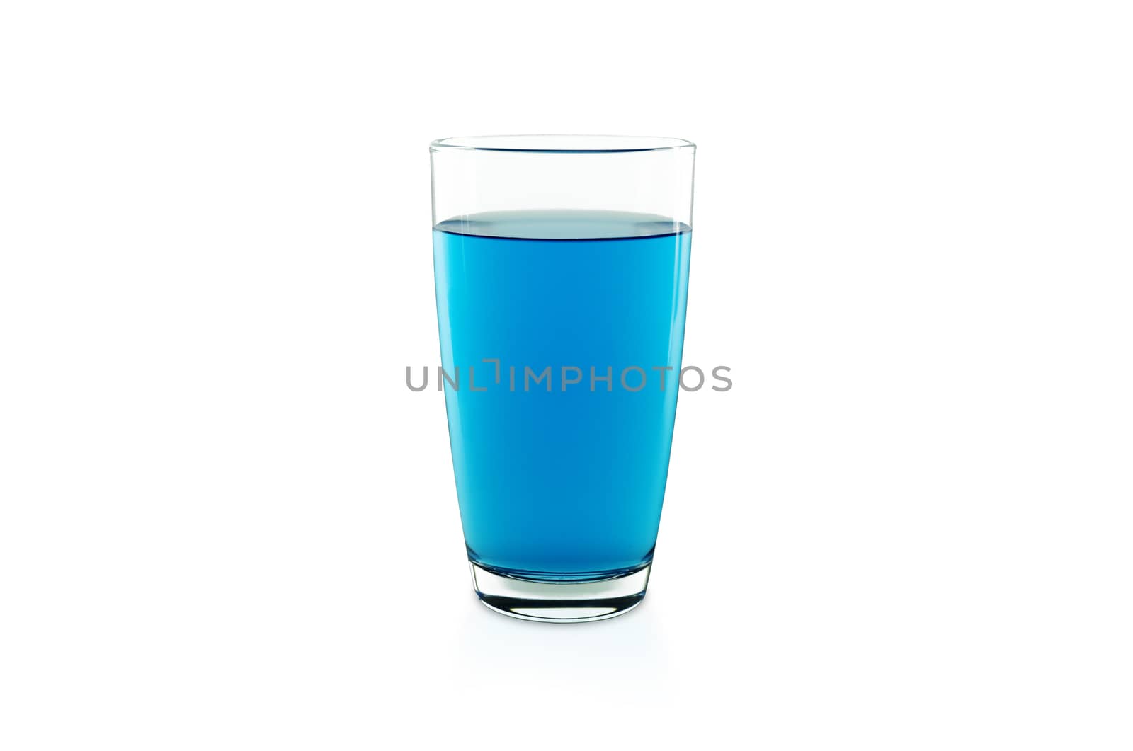 Glass of water and water in glass is blue isolated on white background with clipping path. by Muangngam
