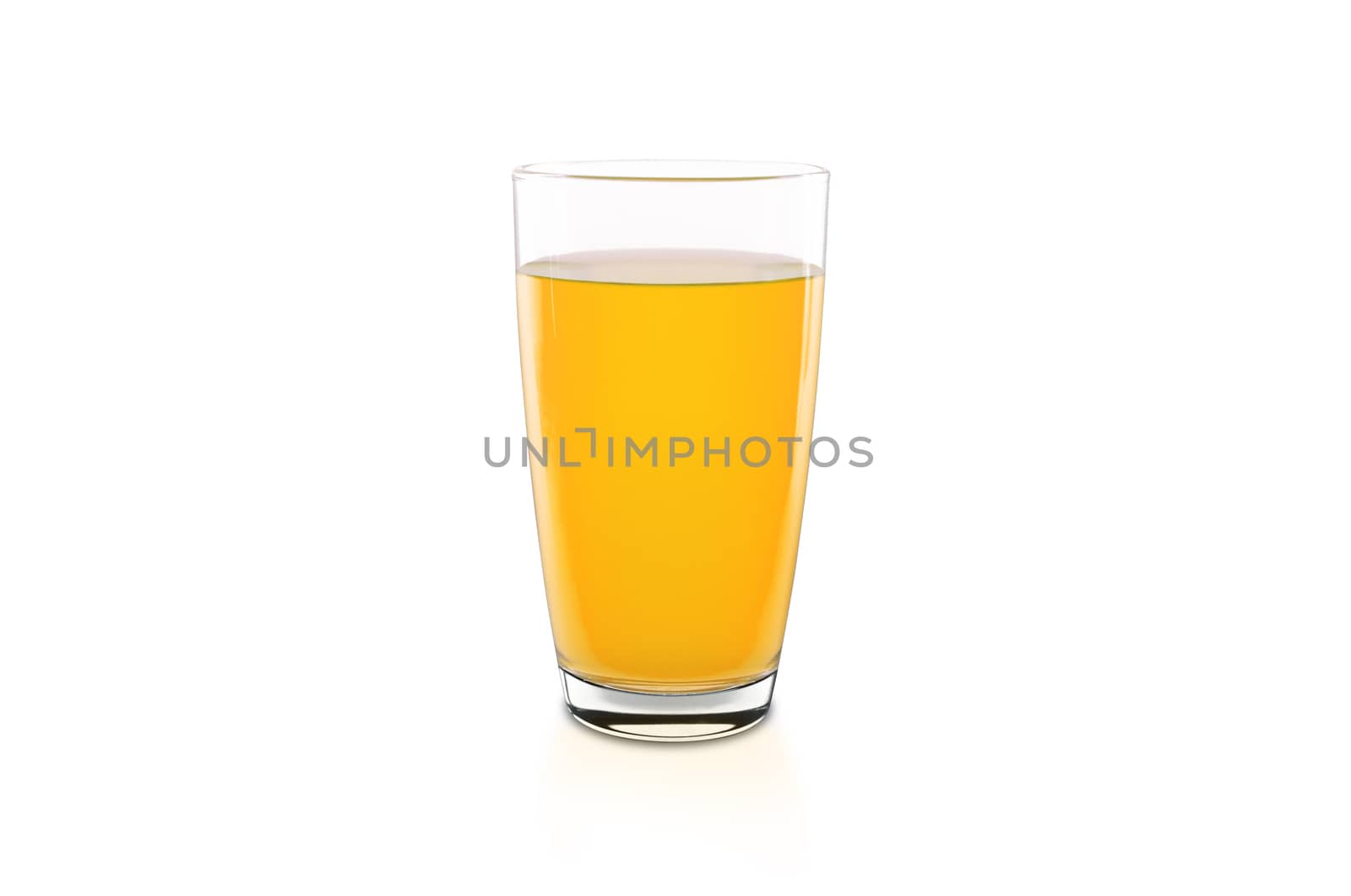 Glass of water and water is orange with isolated on white background