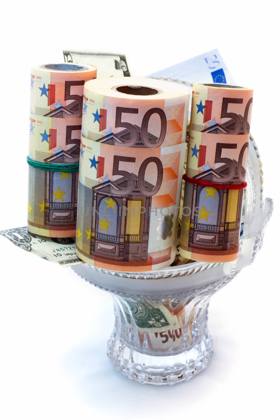 Monetary denominations laid in a vase by client111