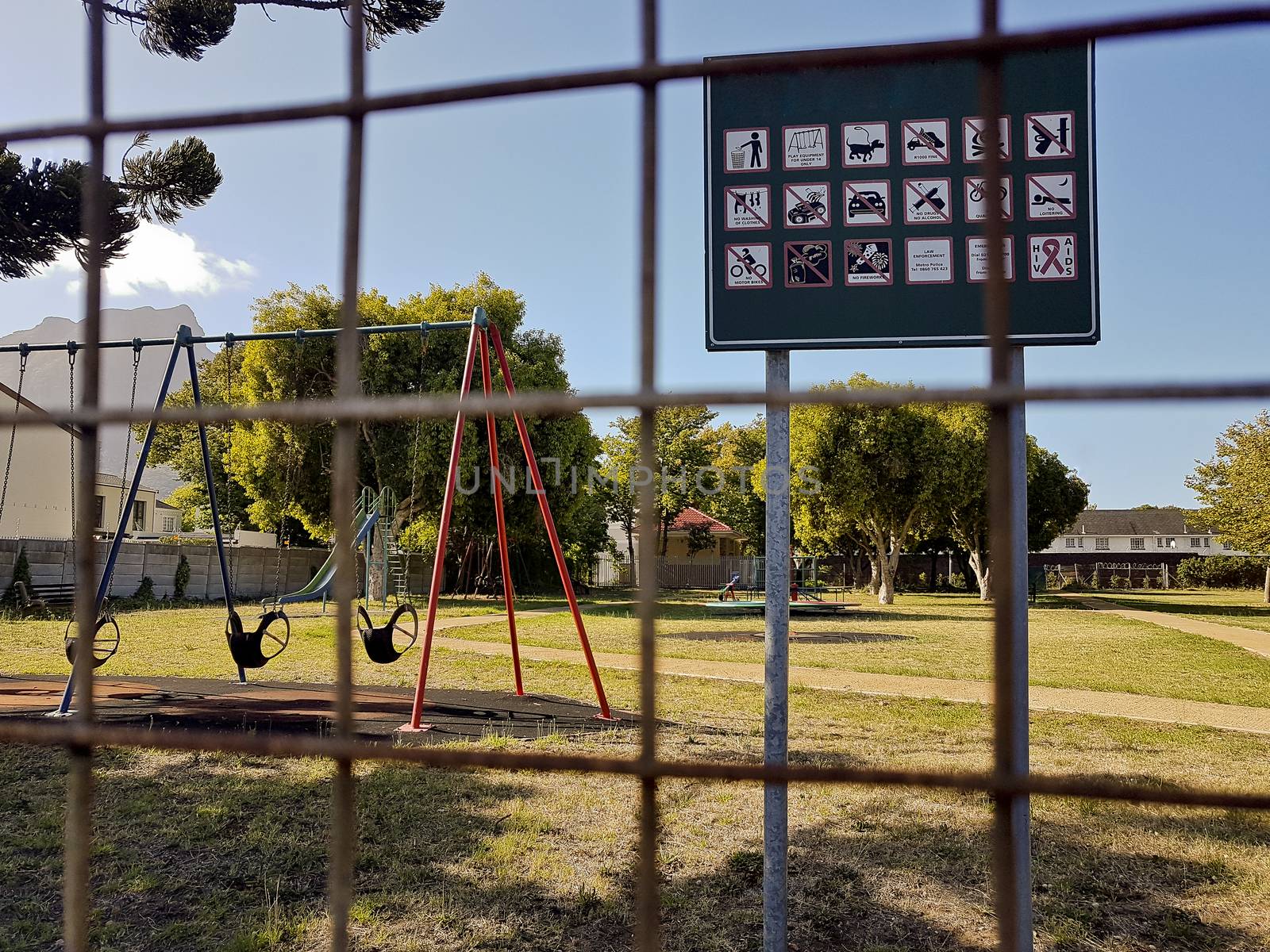 Newlands Draper Park Playground like a prison in Cape Town.