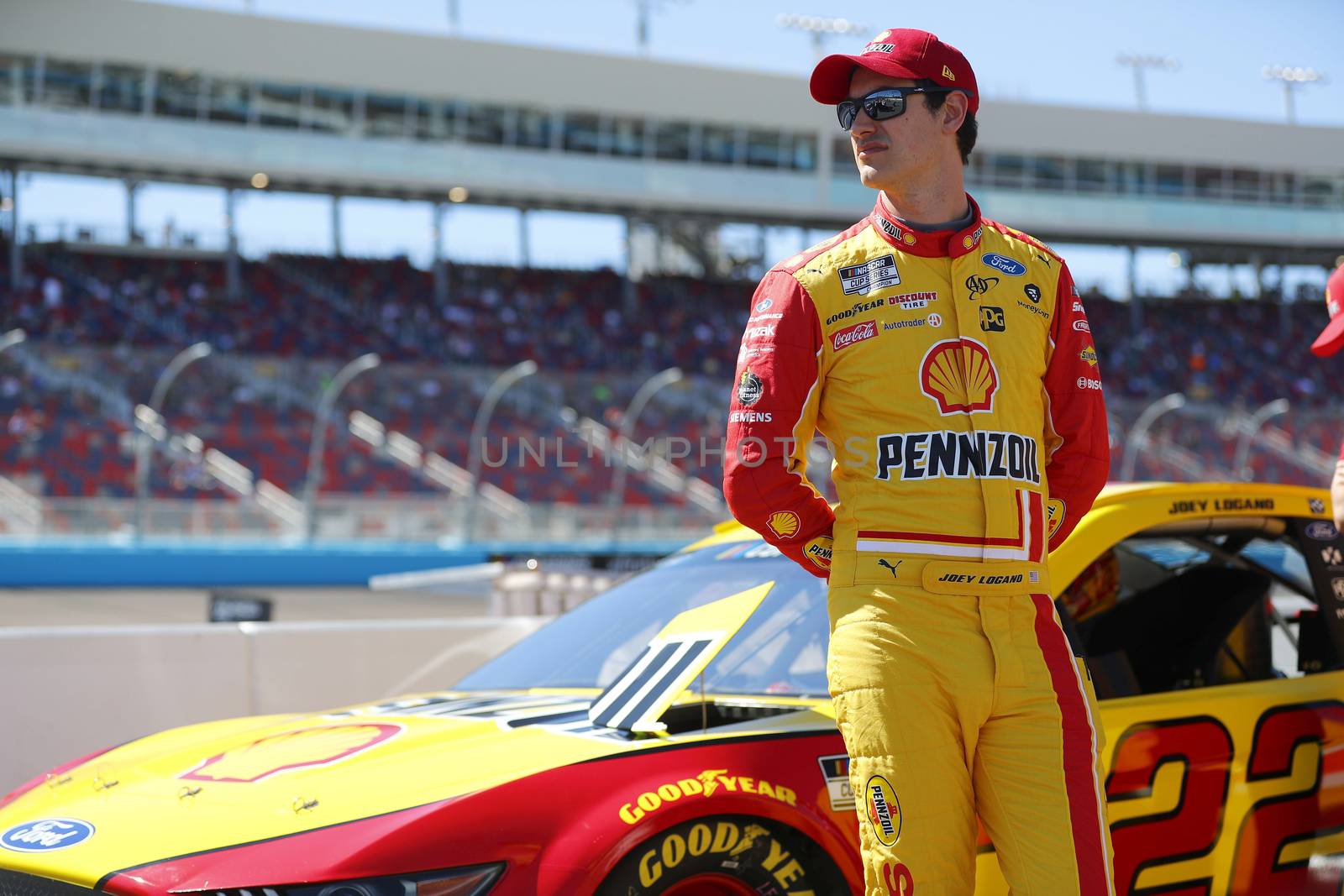 Joey Logano (22) gets ready to qualify for the FanShield 500 at Phoenix Raceway in Avondale, Arizona.