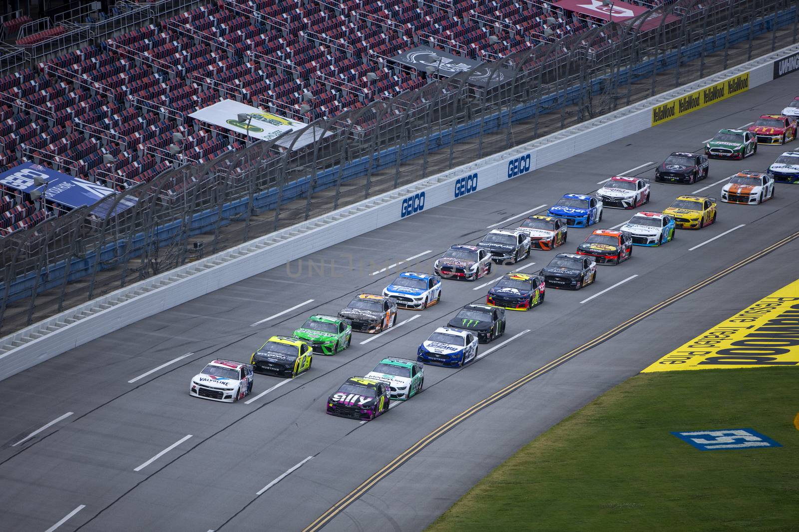 Jimmie Johnson (48) races for position for the GEICO 500 at Talladega Superspeedway in Lincoln, Alabama.