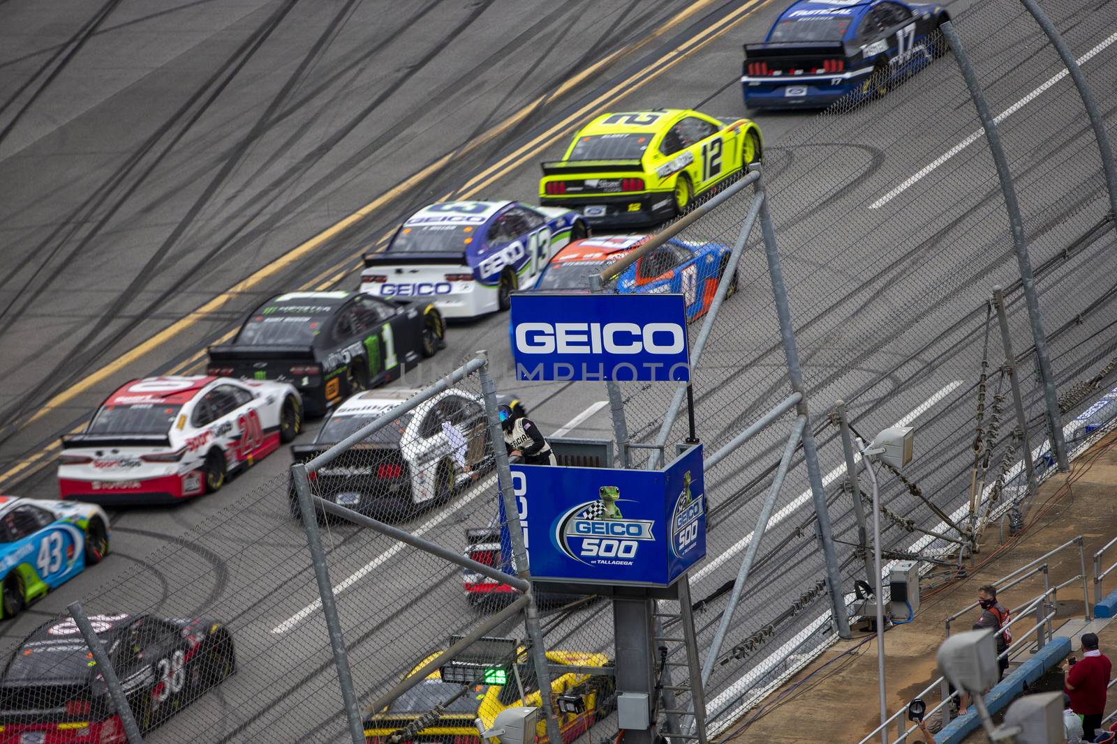 Chris Buescher (17) races for position for the GEICO 500 at Talladega Superspeedway in Lincoln, Alabama.