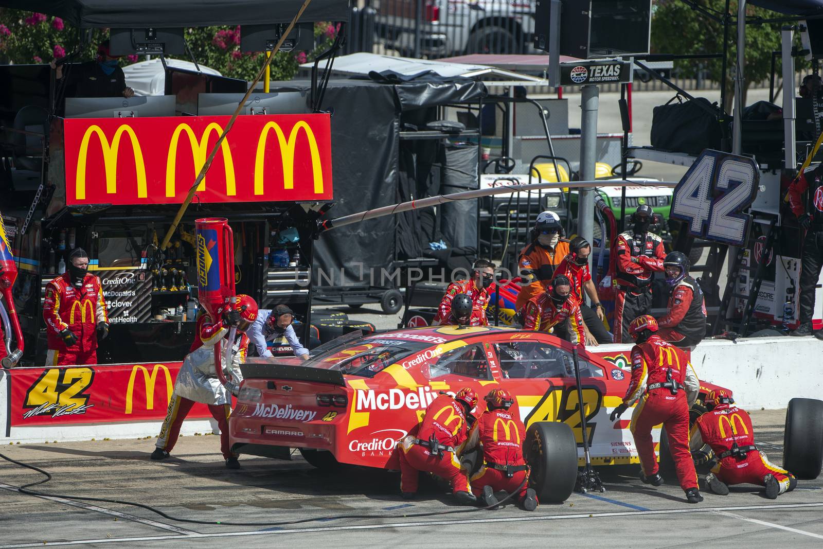 Matt Kenseth (42) races for position for the O'Reilly Auto Parts 500 at Texas Motor Speedway in Fort Worth, Texas.