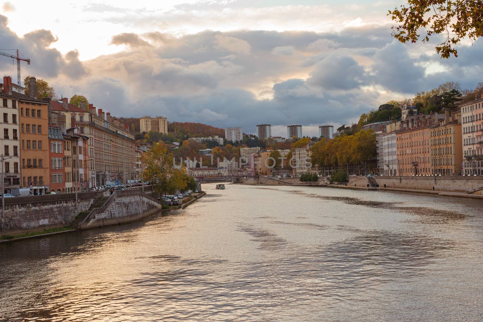The Saone River  in Lyon at Dusk by jfbenning