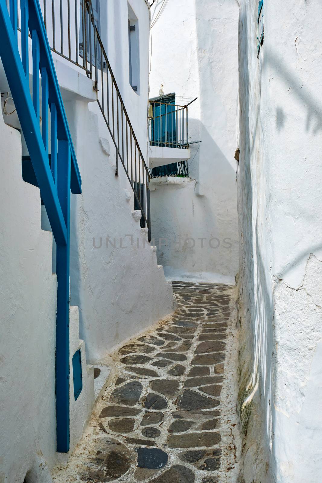 Greek Mykonos street on Mykonos island, Greece by dimol