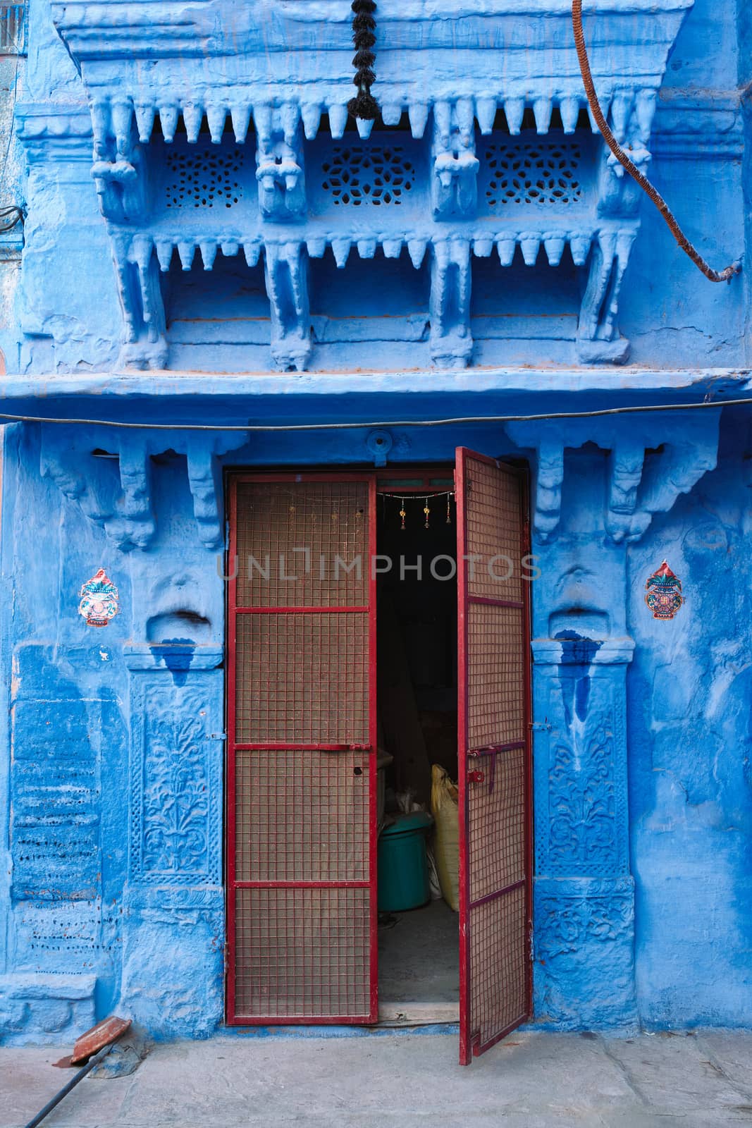 Blue houses in streets of of Jodhpur by dimol