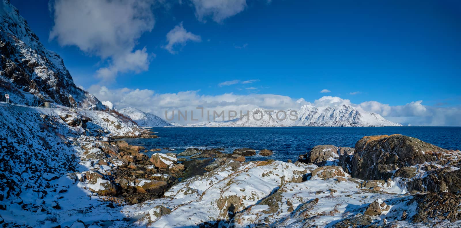 Lofoten islands and Norwegian sea in winter, Norway by dimol