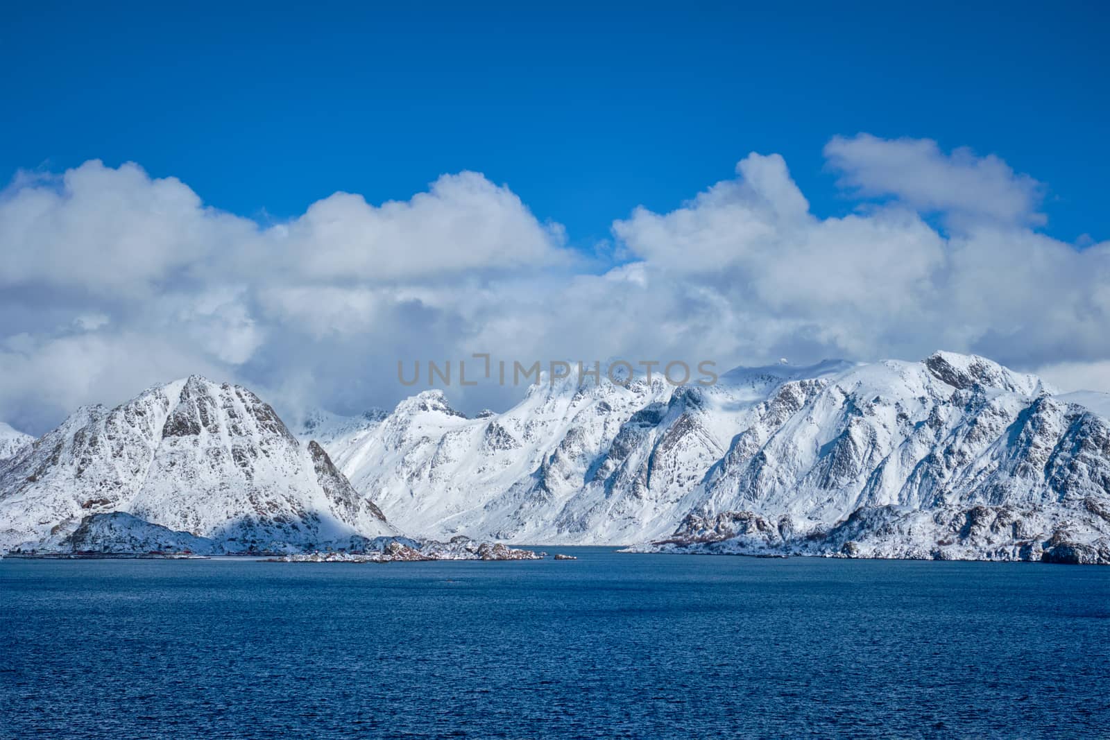 Lofoten islands and Norwegian sea in winter, Norway by dimol
