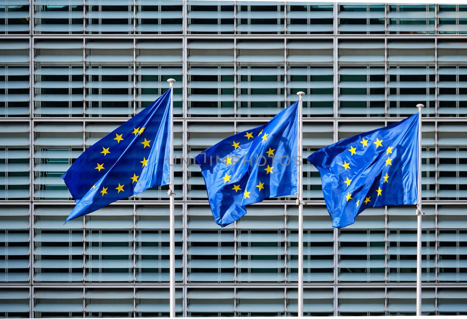 EU flags in front of European Commission by dimol