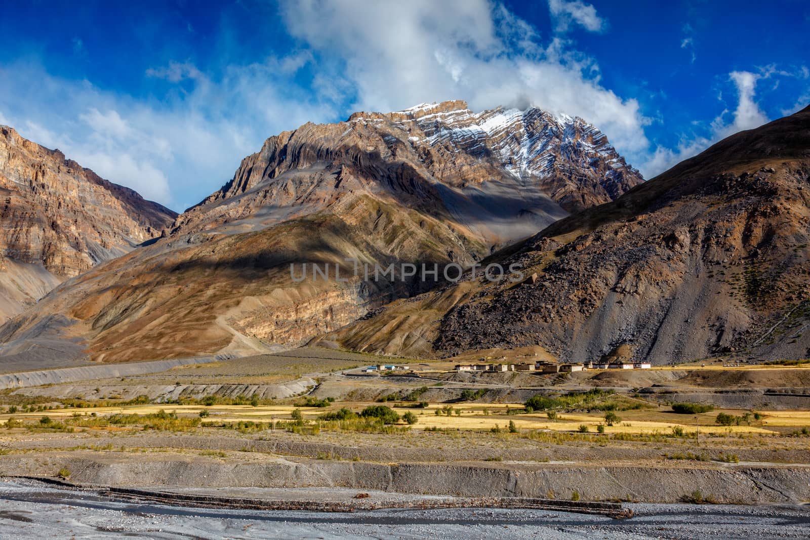 Village in Himalayas in Pin Valley, Himachal Pradesh, India