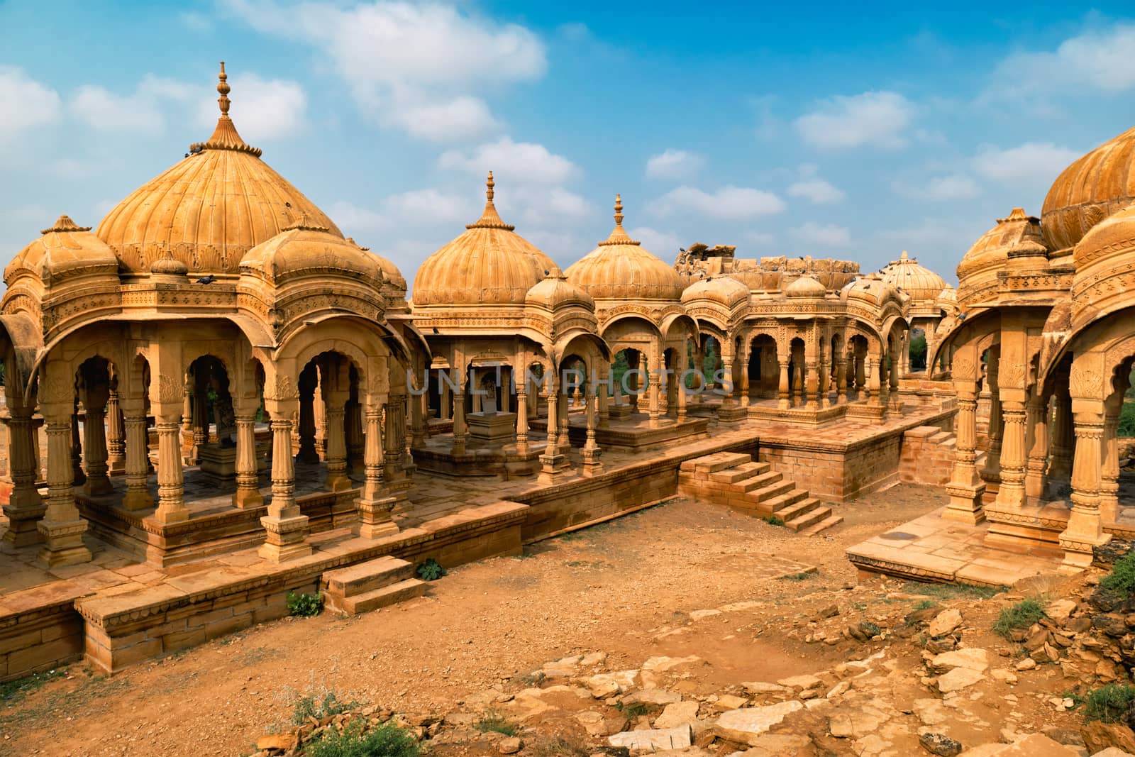 Bada Bagh cenotaphs Hindu tomb mausoleum . Jaisalmer, Rajasthan, India by dimol