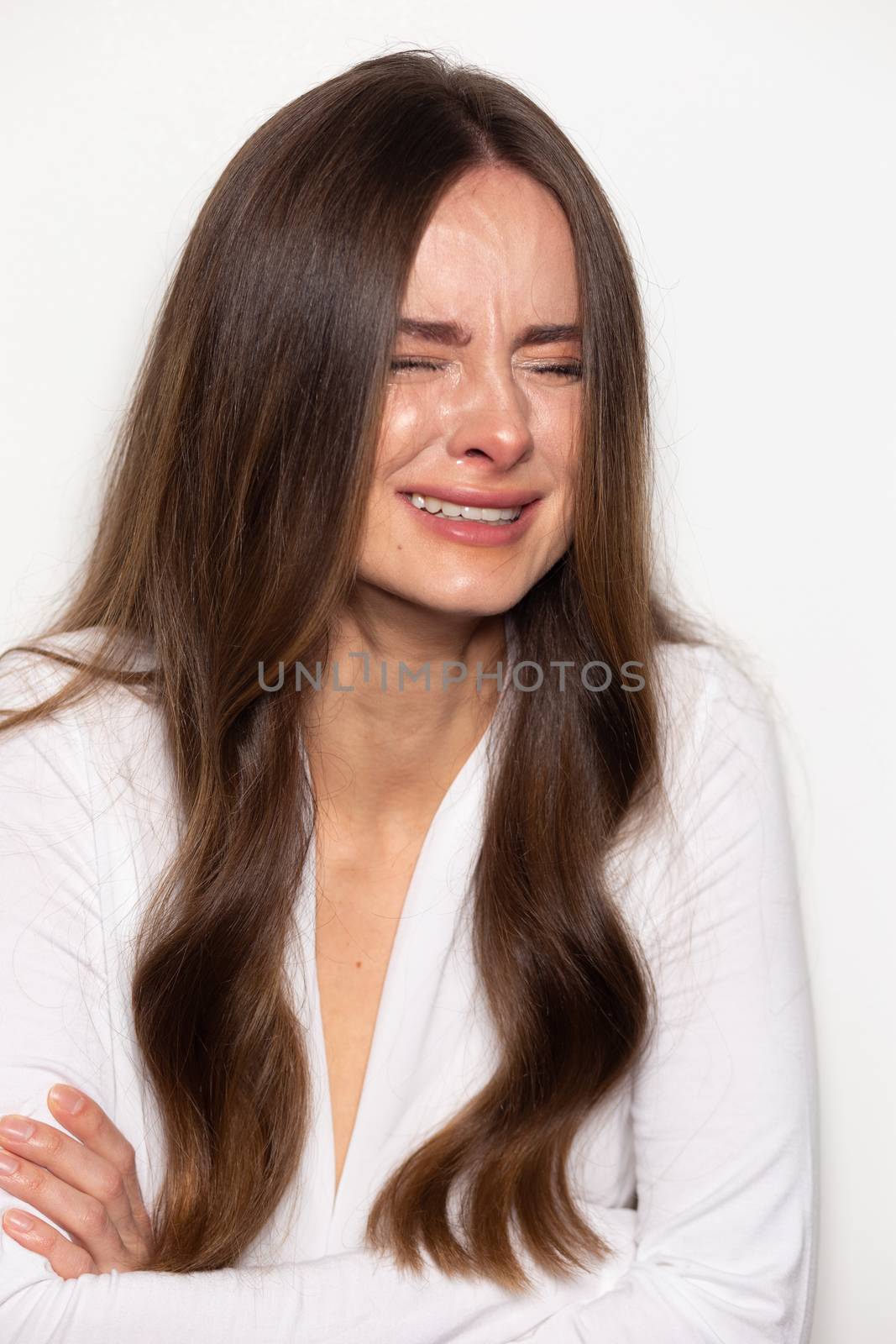 crying woman person cry real emotion depression unhappy girl wet eyes by timwit