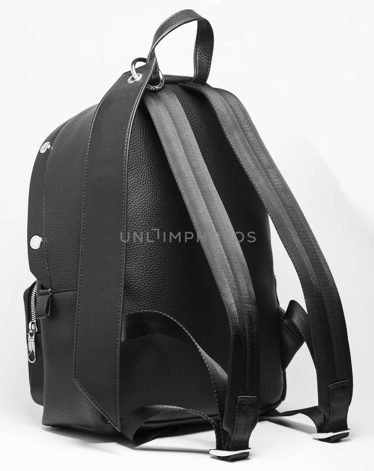 backpack leather bag black baggage modern fashion accessory design object