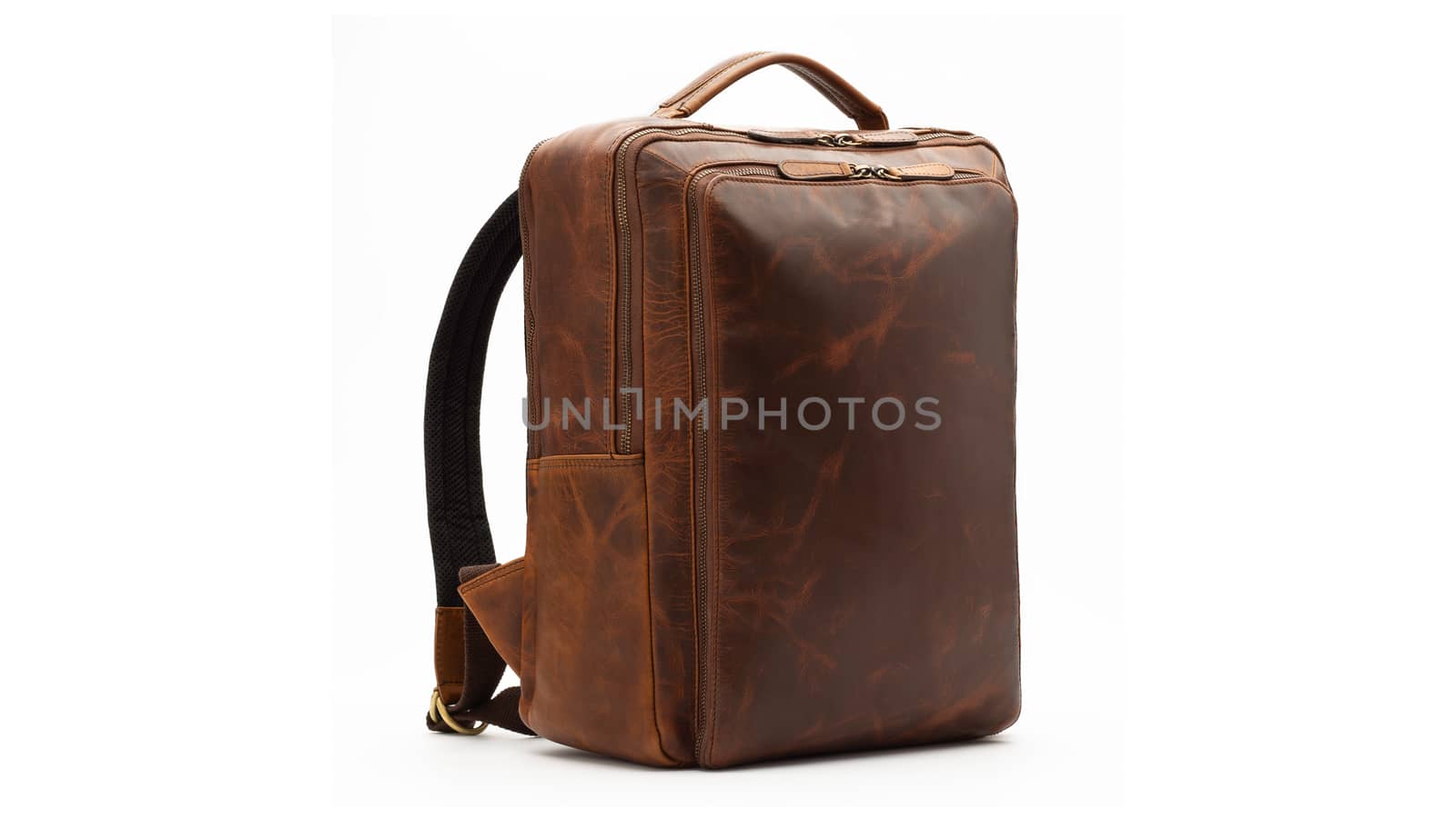 backpack leather bag brown baggage modern fashion accessory design object white background