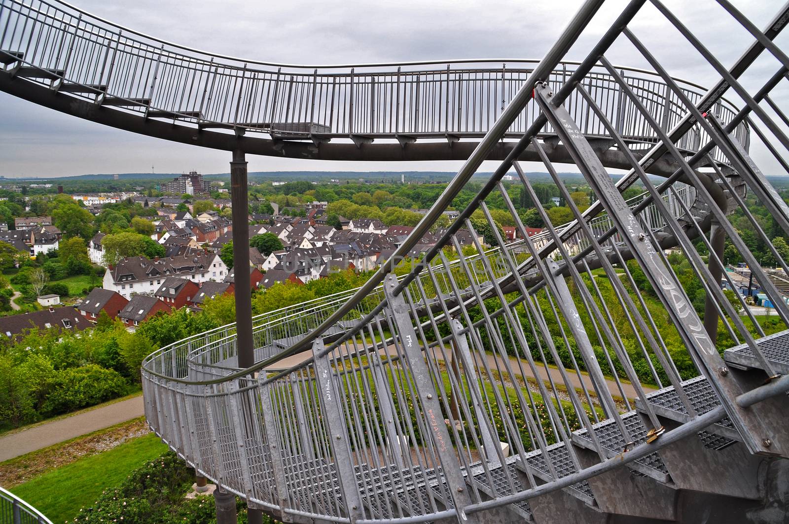 Watchtower on a stone mountain in Bottrop, Germany.