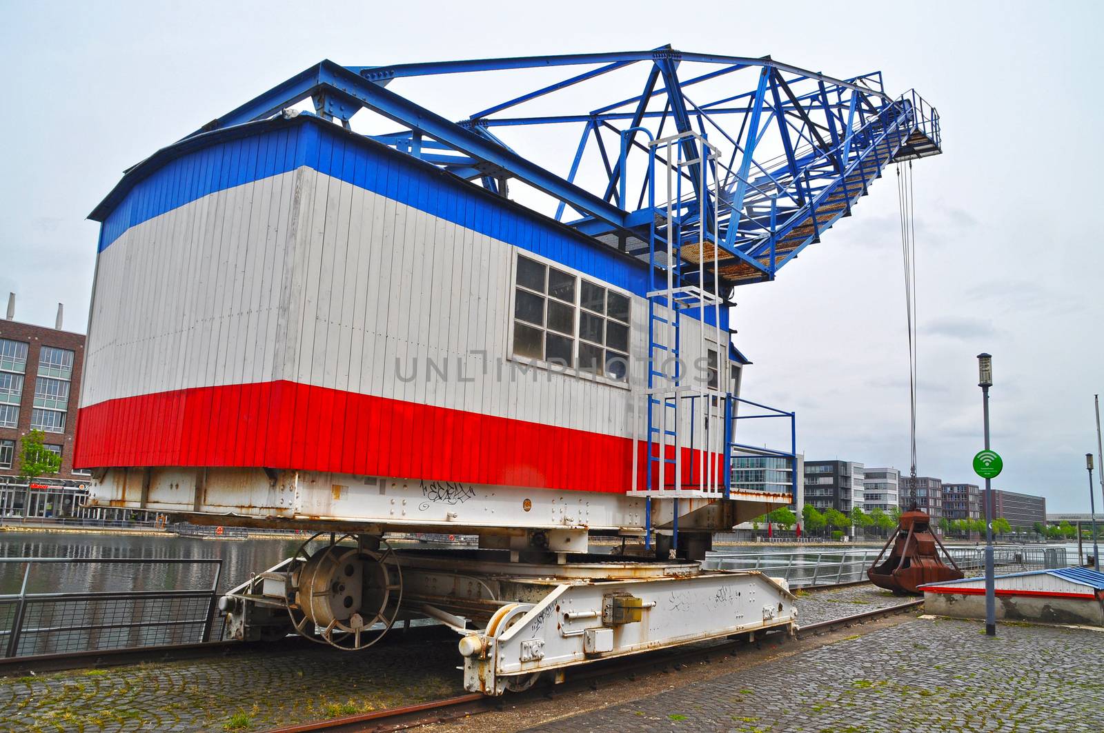 Crane in the old harbor of Duisburg, Germany