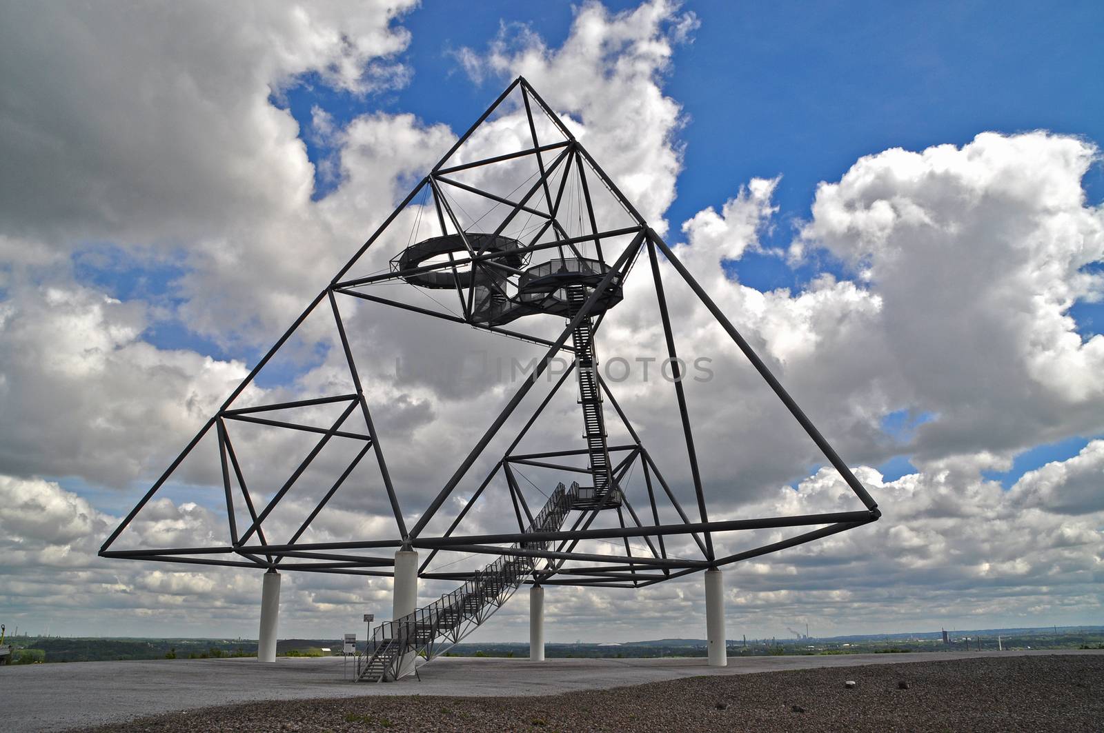 Watchtower on a stone mountain in Bottrop, Germany.