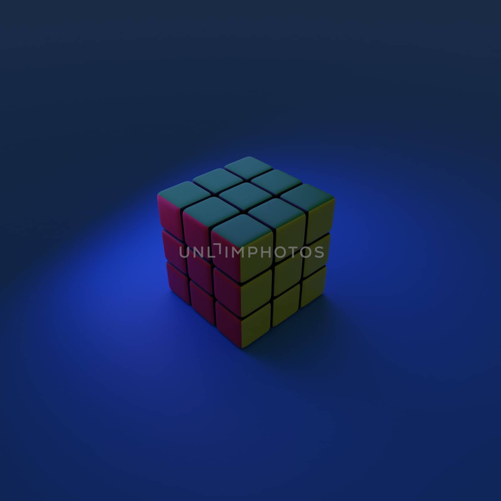 rubik's cube 3d render. Abstraction illustration. puzzle cube. by zaryov