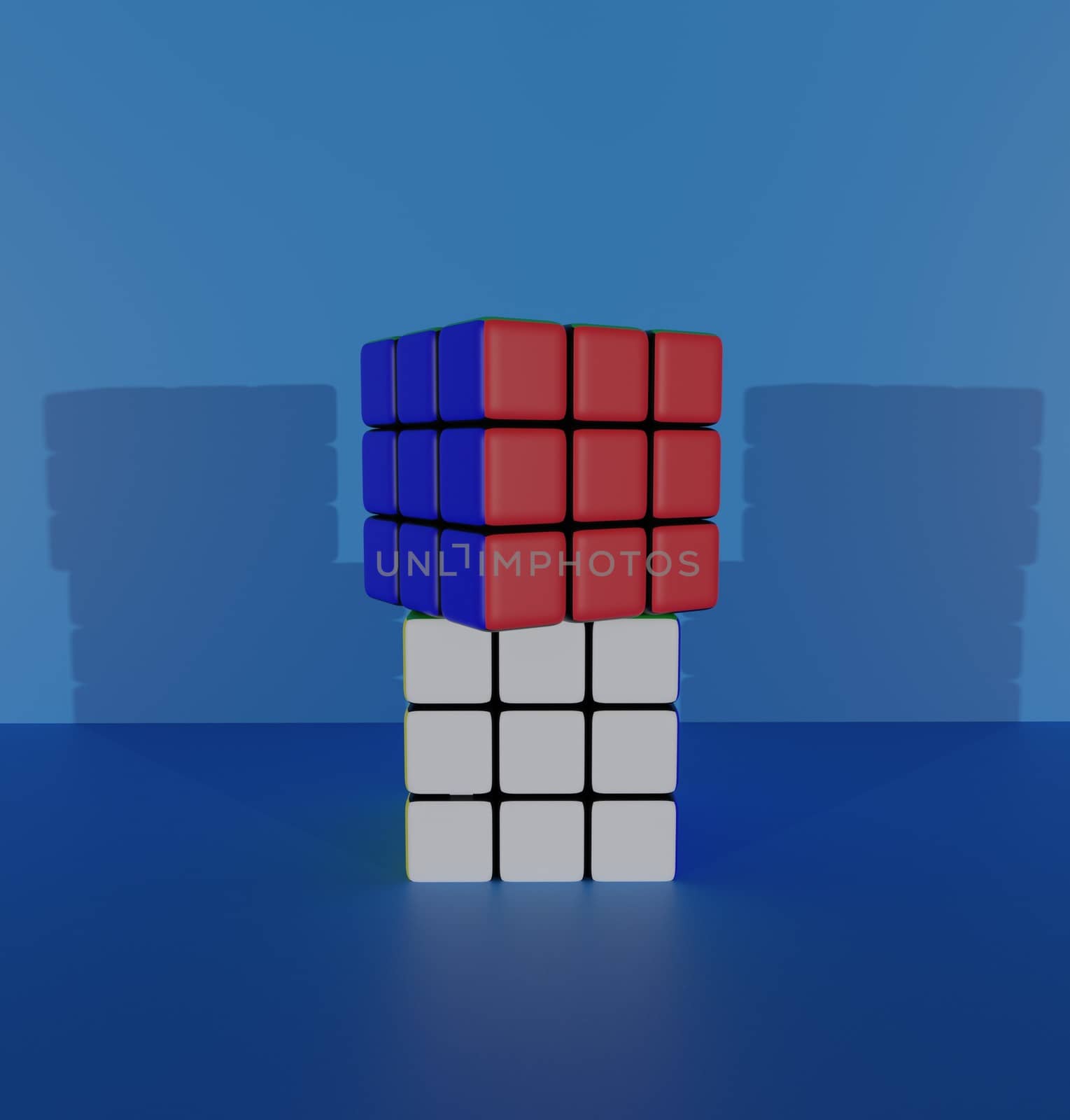 rubik's cube 3d render. Abstraction illustration. puzzle cube. by zaryov