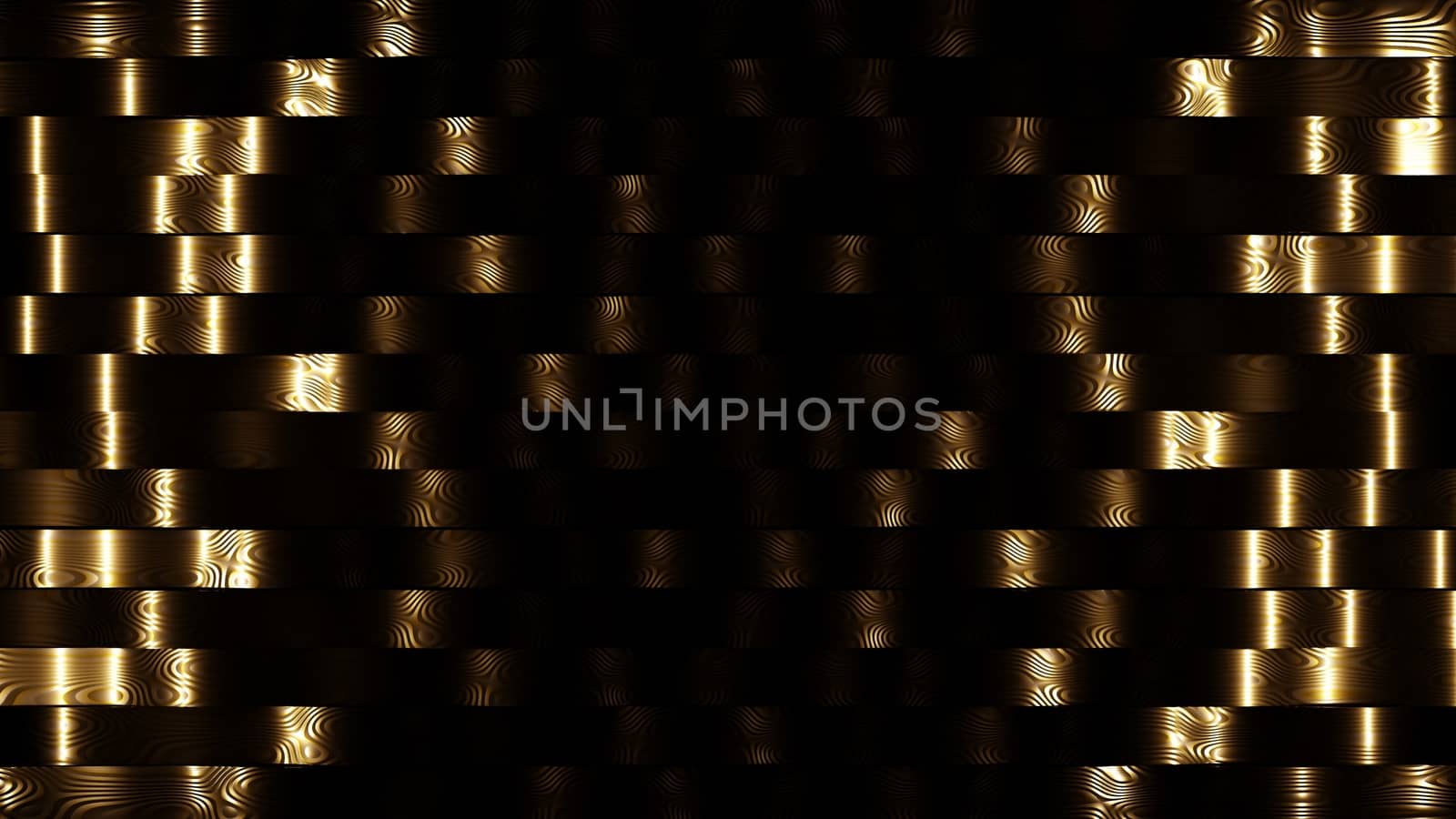 Golden gradients in dark, minimalist textured pattern. Elegance, luxury concept background. Digital 3d render.