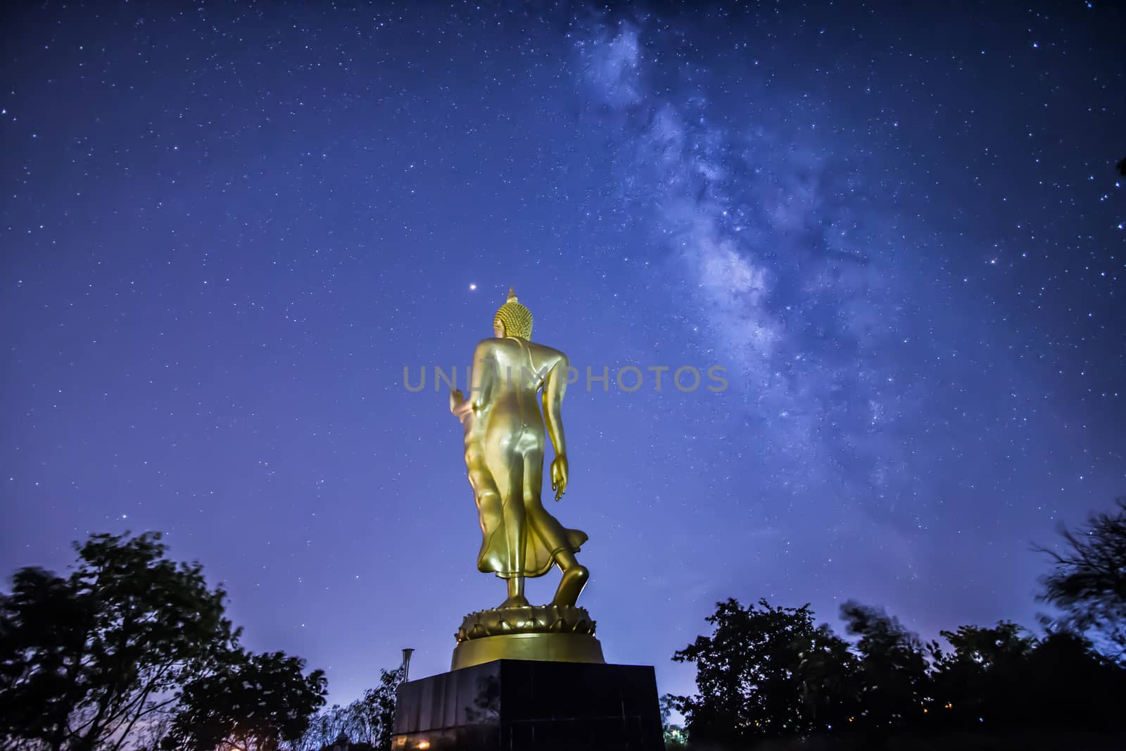 Buddha statue on the milky way background in Thailand by Gobba17