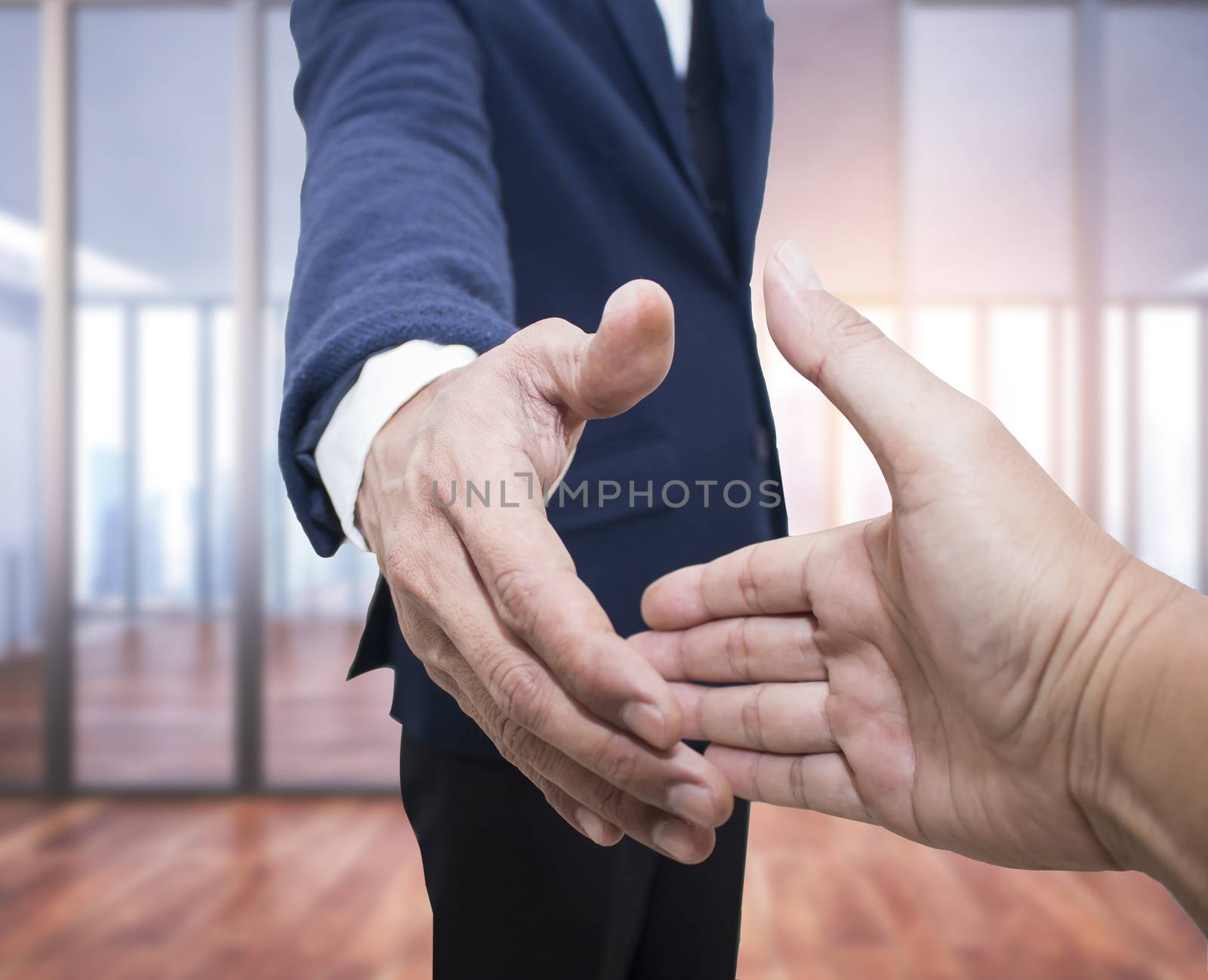Two confident business man shaking hands  by Gobba17