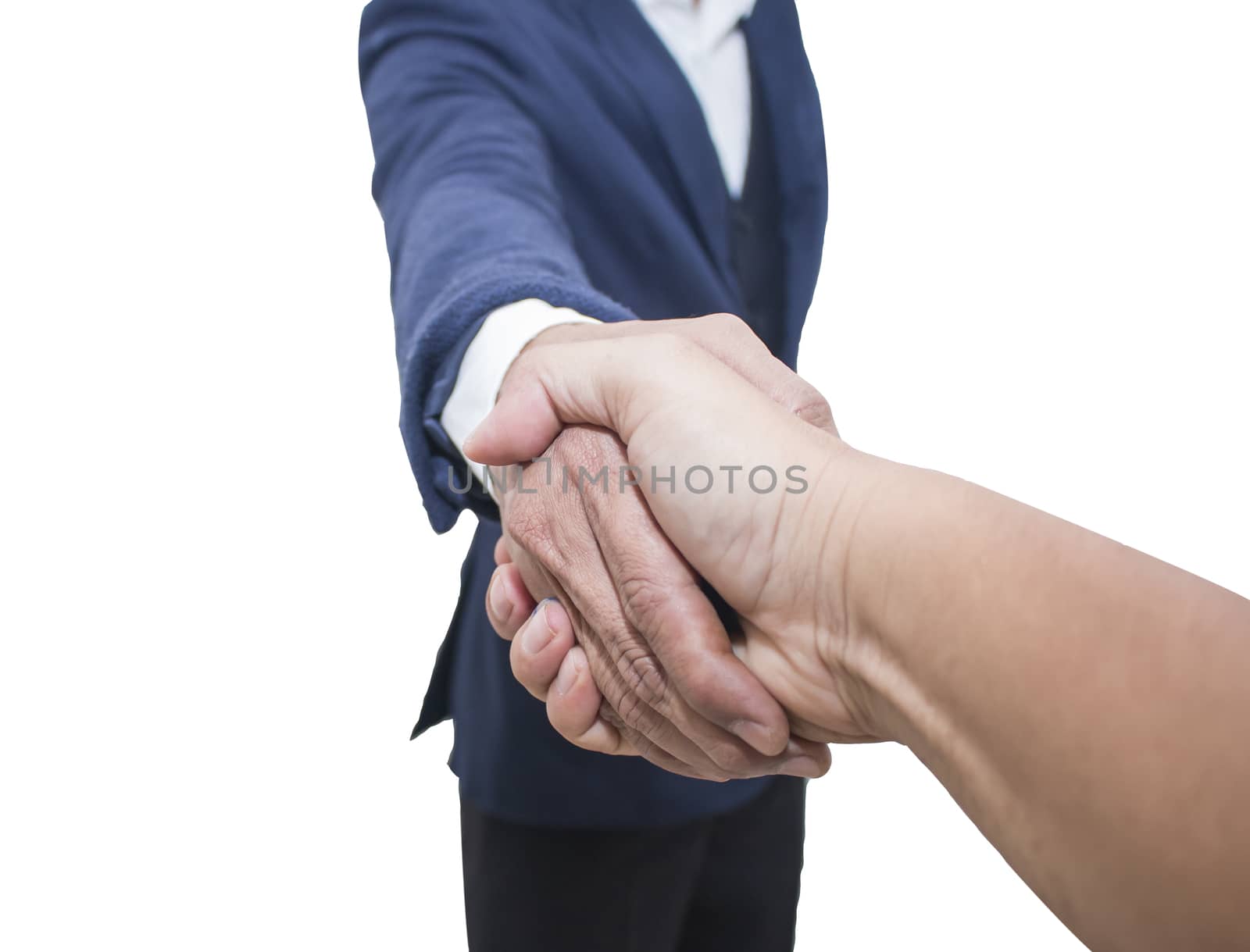 Two confident business man shaking hands during a meeting ,Close up
