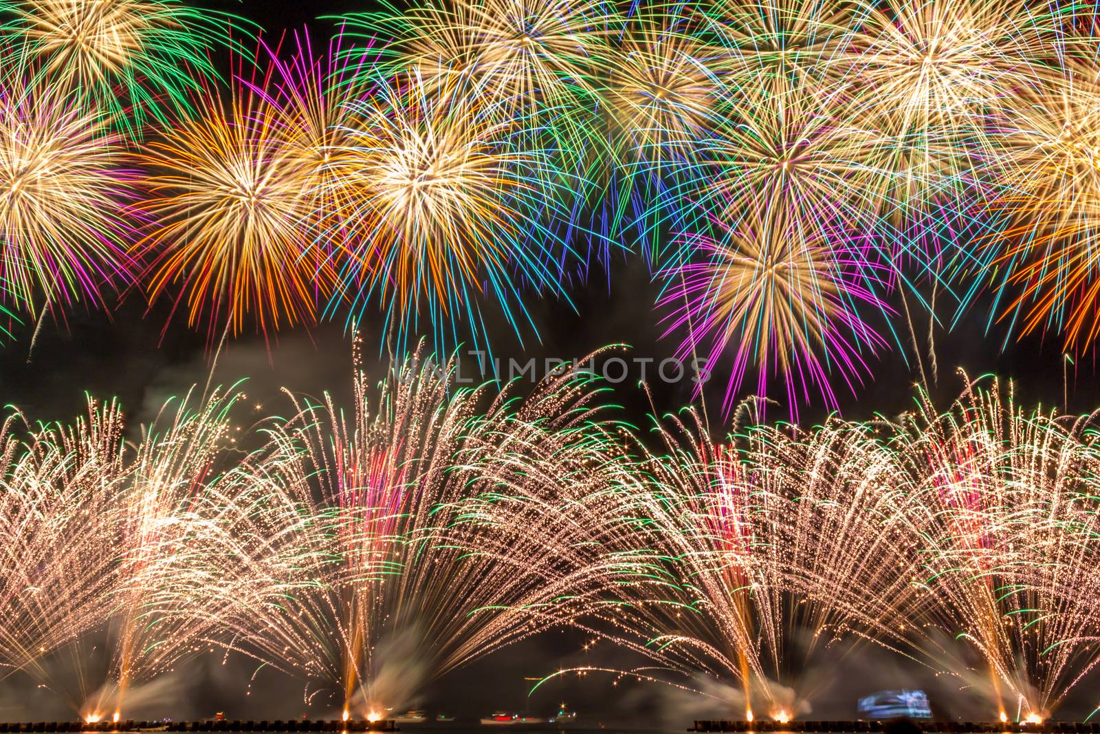 Colorful fireworks at toi kanagawa japan. by Umbrella