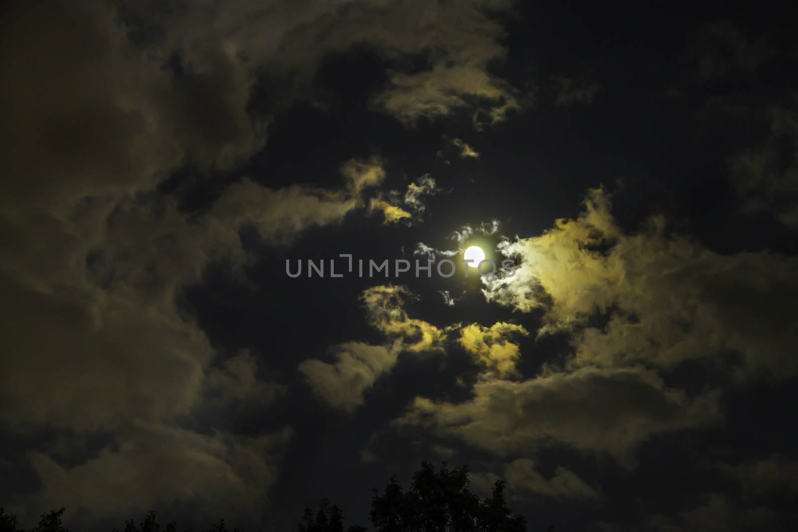 Super moon illuminating the night sky by Umbrella