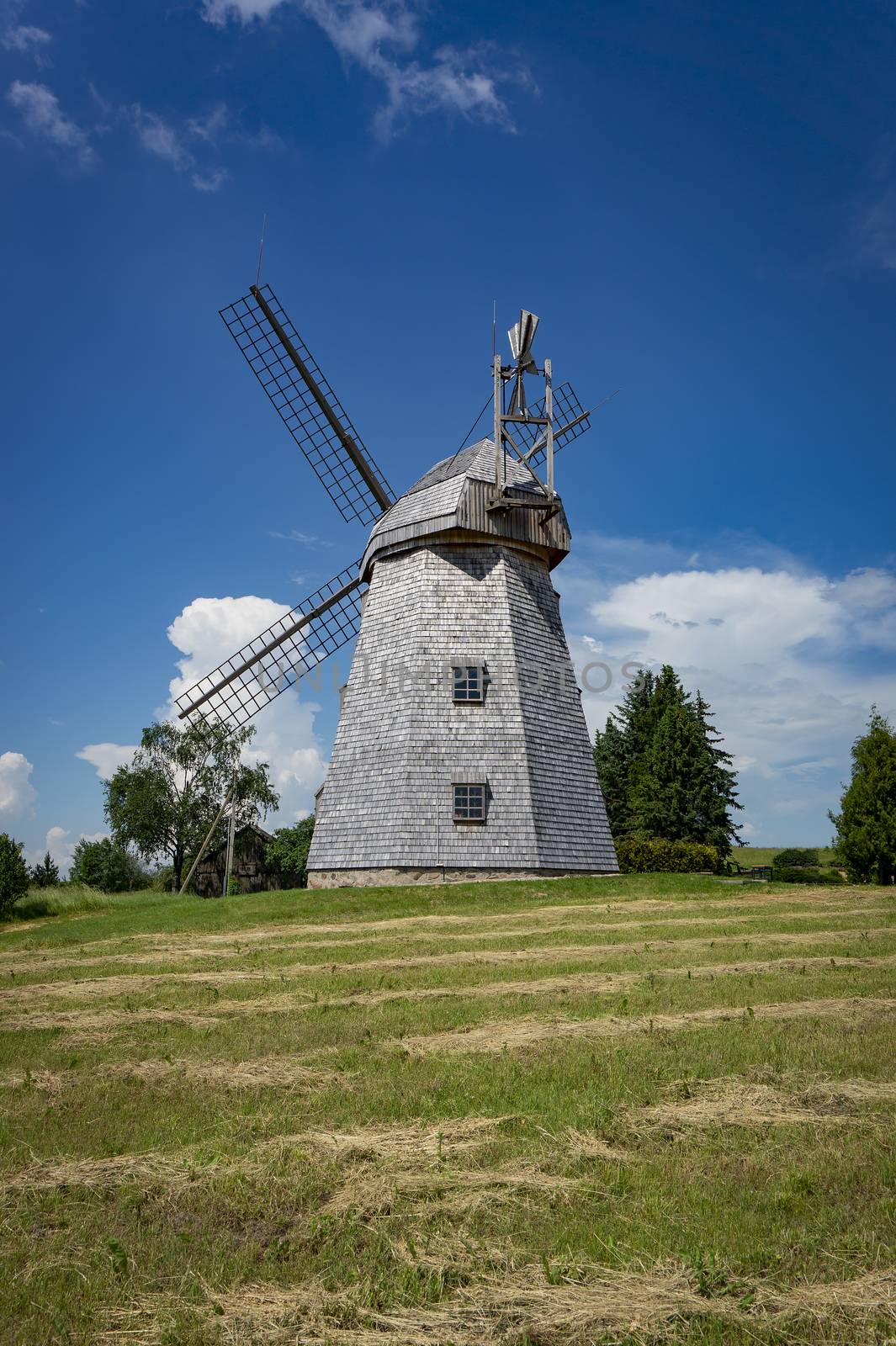 Old windmill in a country landscape by NetPix