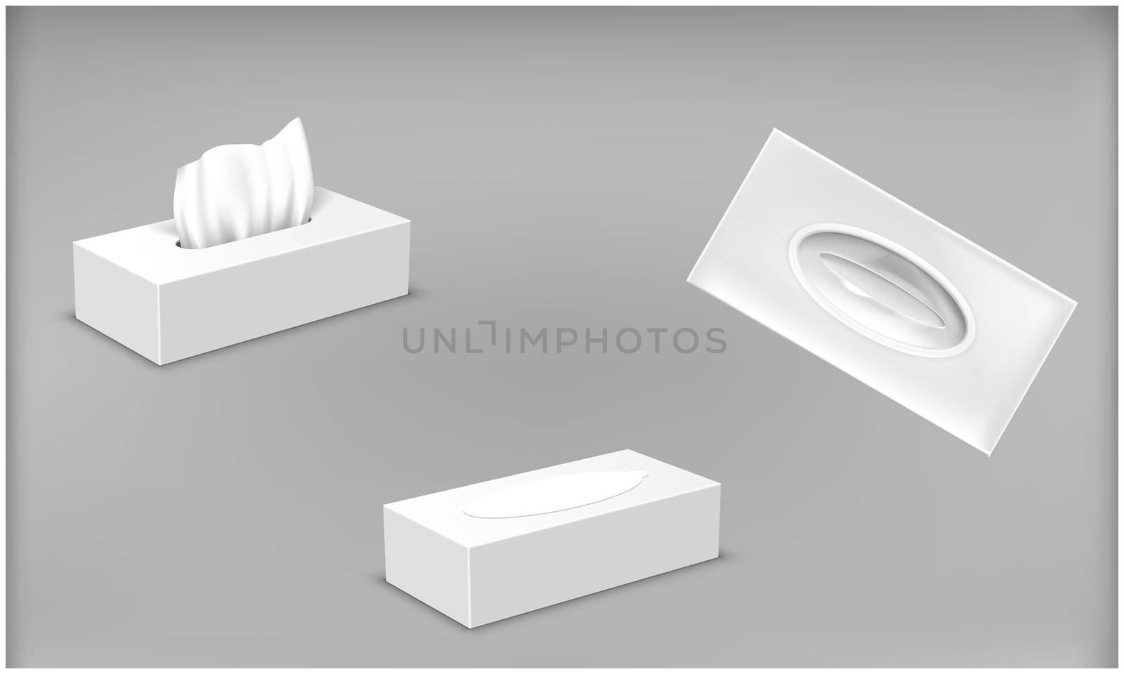 open and closed tissue box process on light backgrounds