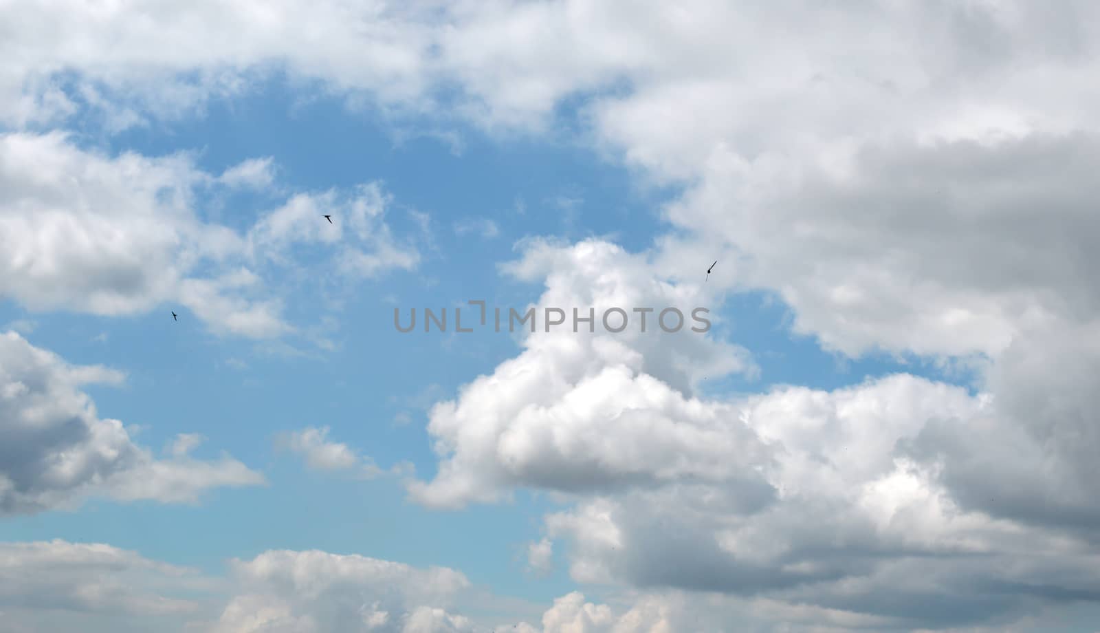 Beautiful blue sky with clouds, air nature