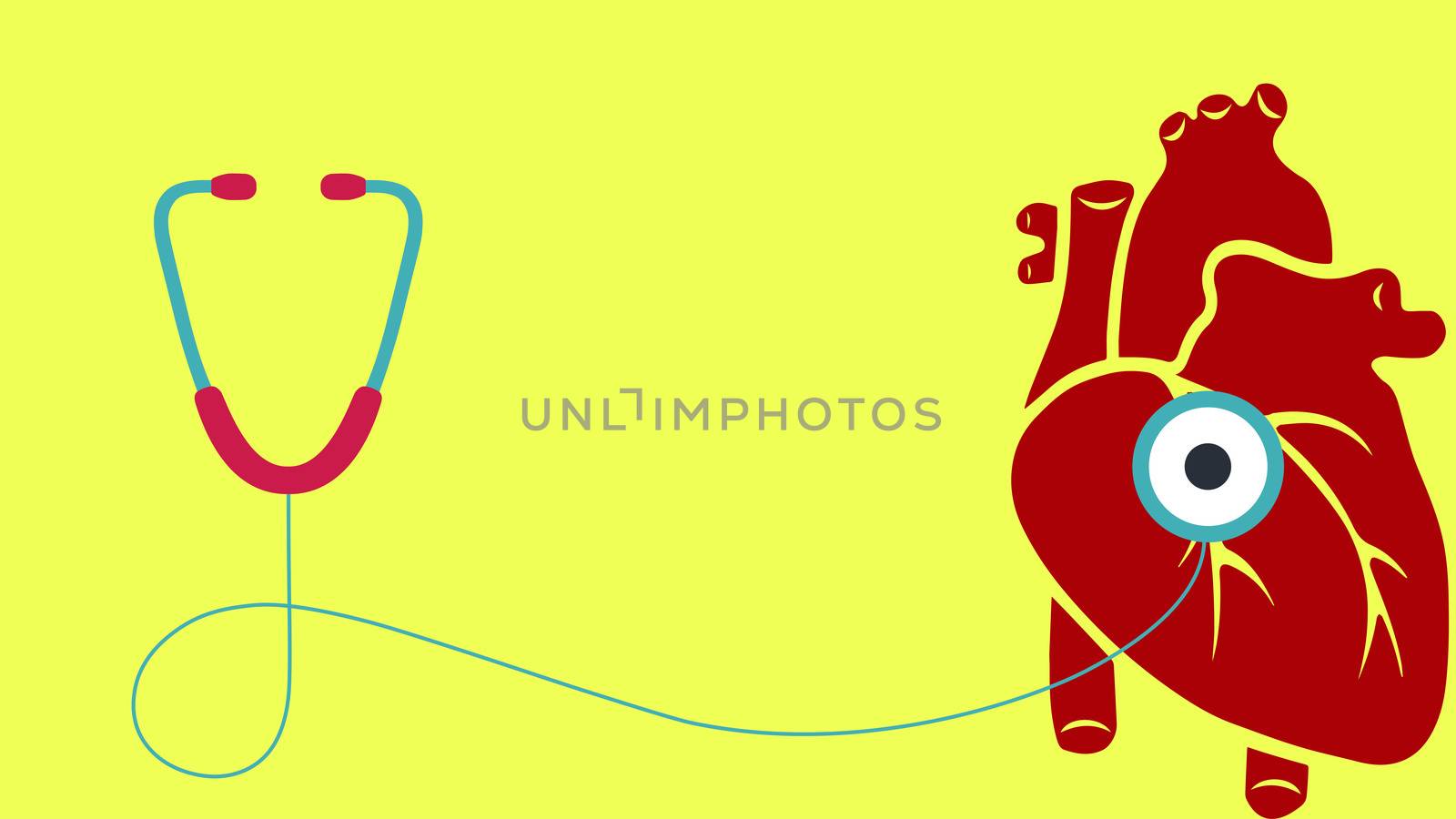 Health care background with heart stethoscope by Photochowk