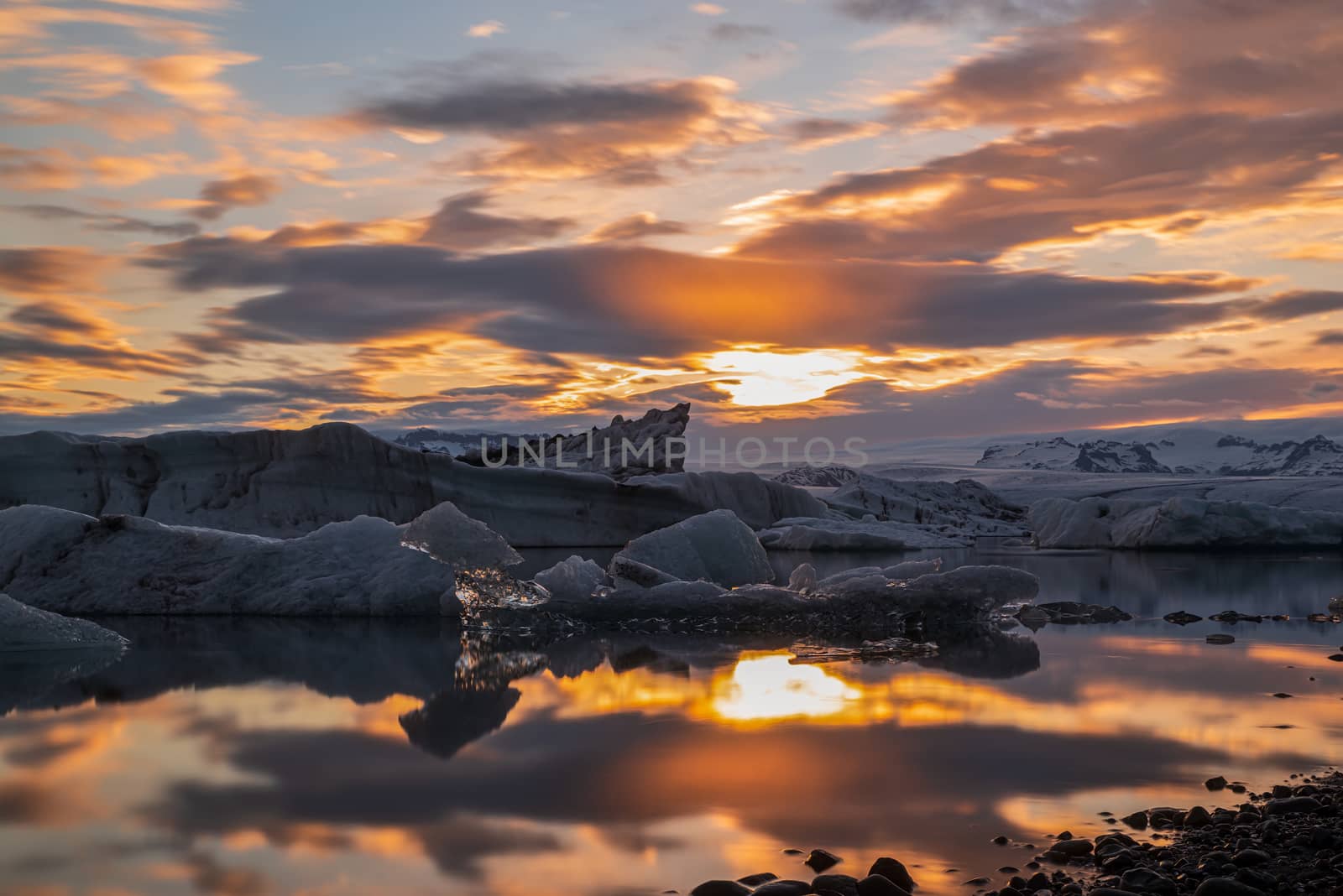 Sunset in Jokulsarlon, Iceland by LuigiMorbidelli