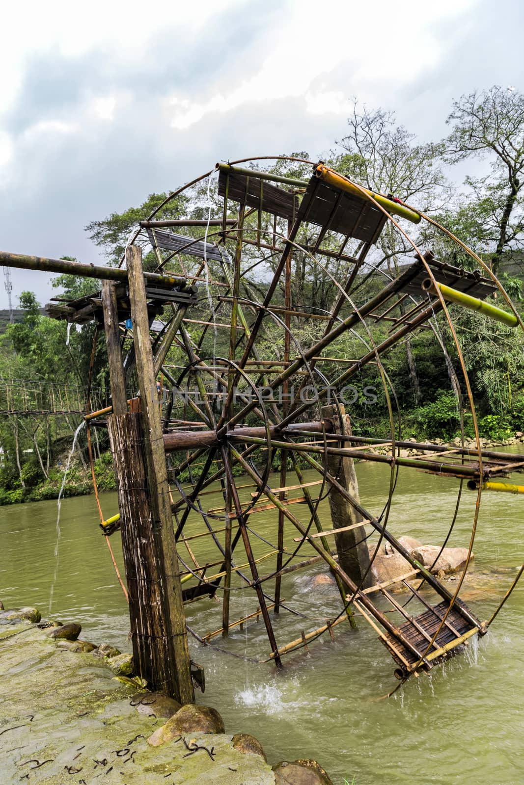 Bamboo Water Wheel or Watermill Turbine by Vladyslav